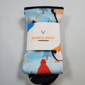 Viasox Easy Stretch Penguin Parade Compression Socks Women Size Large NWT